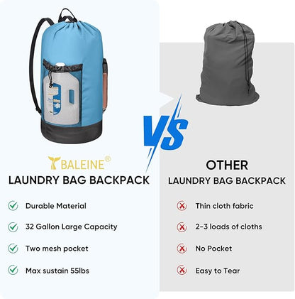 BALEINE 120L Laundry Bag Backpack, 900D Oxford Fabric Large Travel Laundry Bags