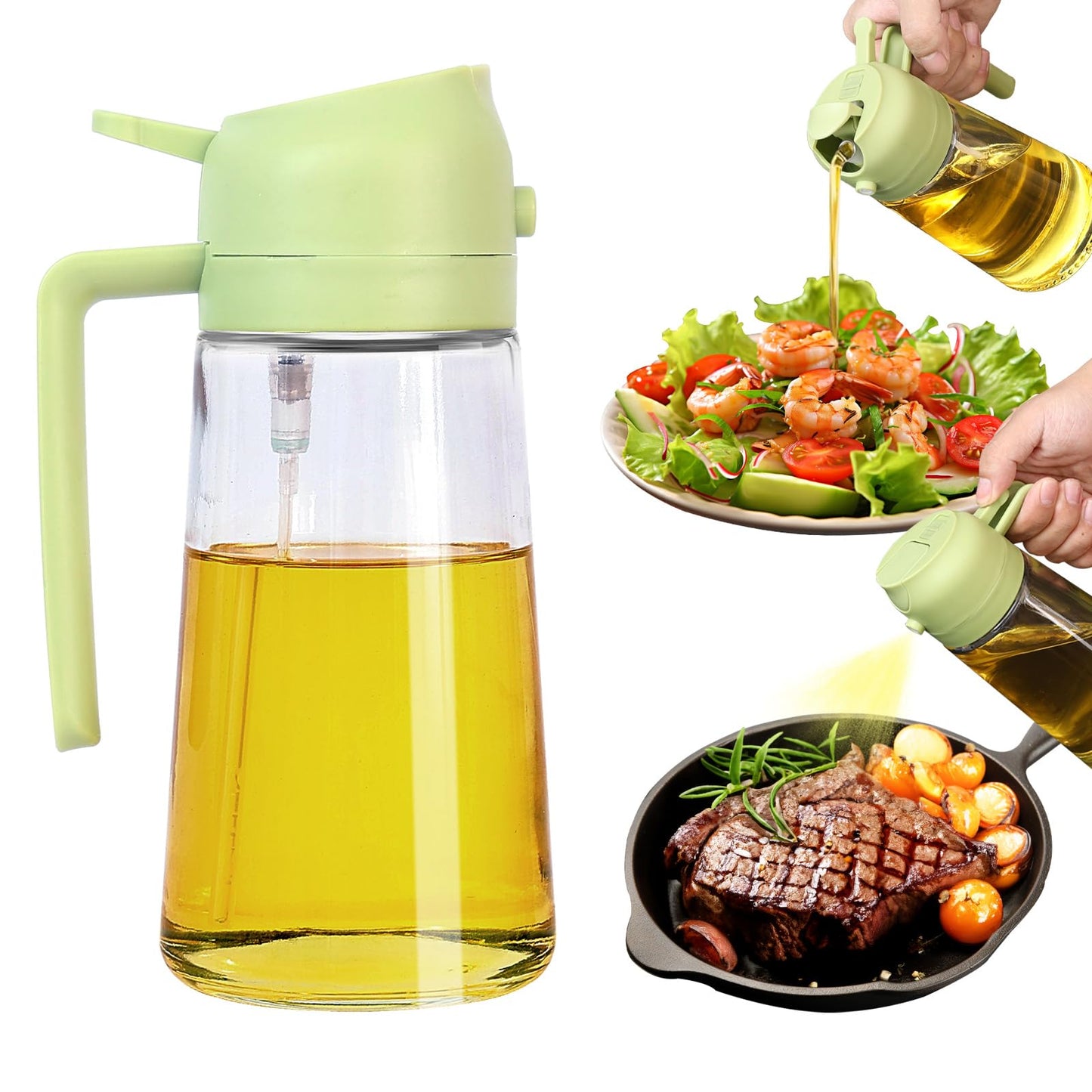 Oil Sprayer for Cooking, 2 In 1 Oil Dispenser and Oil Sprayer (Black+Dark Brown)