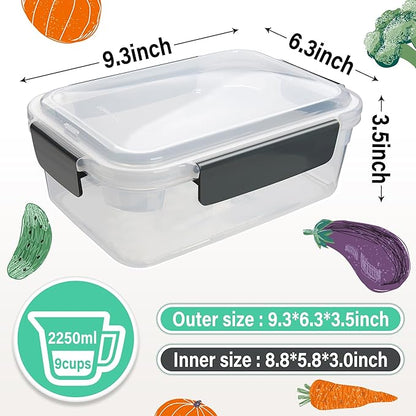 YORY 9 cup Plastic Food Storage Containers