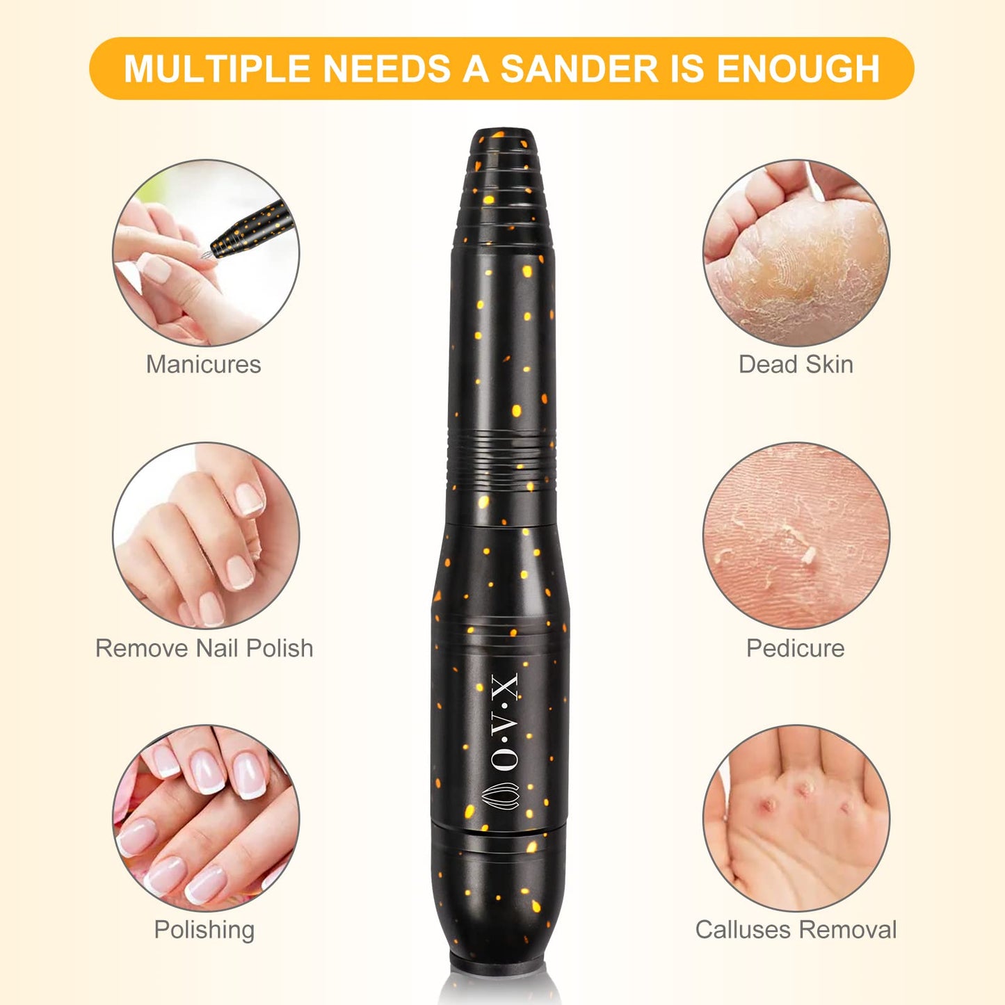 Portable Electric Nail Drill File Machine with Acrylic Nail Kit Set Professional 20000rpm Manicure Pedicure with Sanding Bands Brush for Nail Art Gel Nail Polish Tips Clippers