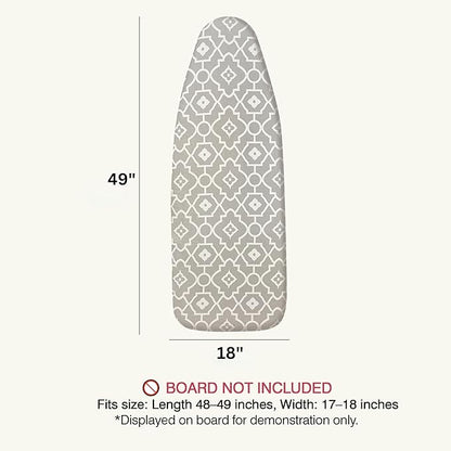 Ironing Board Cover and Pad 18"x49" Extra Thick Natural Cotton, Scorch and