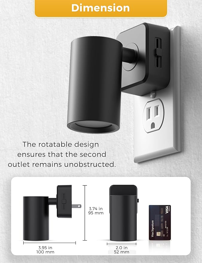 L LOHAS LED Night Lights Plug into Wall, [2-Pack] Rotatable Night Light with Dusk to Dawn Sensor, 0-100 LM Brightness Adjustable,Soft White 3000K Spot Light Nightlight for Bathroom Hallway Stairs