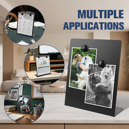 2 Pcs Large Magnetic Bulletin Board with Stand, 12x10inch Metal Magnet Display Board, Tabletop Memo Board, Memo Display Easel Stand with 4 Magnets for Home School Office