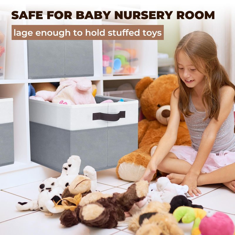 Criusia 6 Pack Clothes Bins for Organization - 16x12 Extra Large Storage Baskets for Shelves Closet Bedroom - Toy Storage Organizer Bins Boxes Cubes for Nursery - RV Apartment Essentials