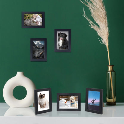 WHEATHUSK 4x6 Picture Frame Bulk Set of 48 Black Photo Frames Display 4x6 Photos Gallery Wall Photo Frames Simple Wooden Multi Picture Frames for Wall Mounting or Tabletop