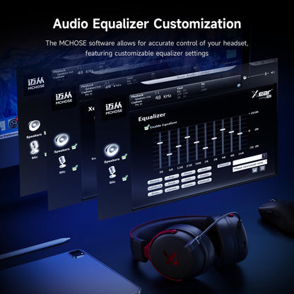 MCHOSE V9 PRO Wireless Gaming Headset 7.1 Surround Sound for PS5 PS4 PC SWITCH TOPSPEED Gaming Headphones, Noise Canceling Mic, 250Hr Battery, Low 15ms Latency, Lightweight, BT 5.3 FPS Games Black&Red