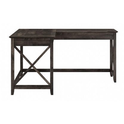Bush Home Key West 60W Modern Farmhouse L Shaped Desk in Dark Gray Hickory, 60-Inch Corner Computer Table for Home Office Workspace