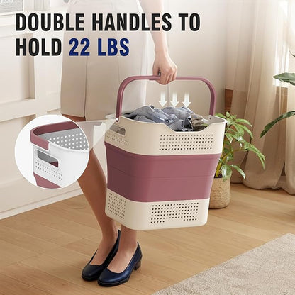 TECHMILLY Collapsible Plastic Laundry Basket Hamper