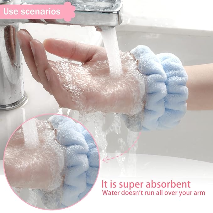 8pcs Wrist Bands for Washing Face, Absorbent Face Washing Wristbands,