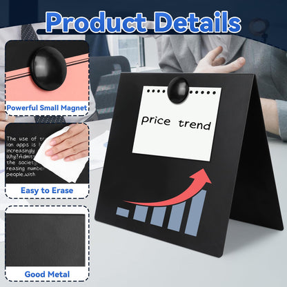 2 Pcs 8x8inch Magnetic Bulletin Board with 4 Magnets, Metal Magnet Display Board, Tabletop Memo Board, Memo Display Easel Stand for Home Kitchen School Office