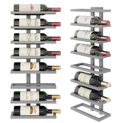 Hoctieon 8 Tier Wall Mount Wine Rack, Wall Racks for Wine Bottles Display and Storage, Hanging Bottle Organizer for Living Room, Dining Room, Wine Cellar, Bar, Grey