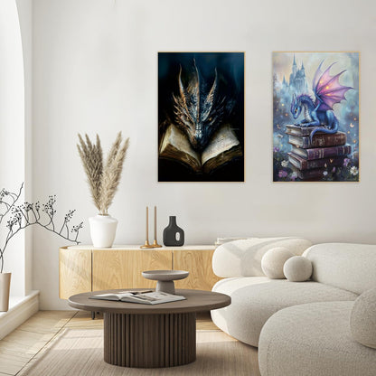 KYOQFVN 2 Pack Dragon Paint by Number Kits for Adults with Frame - Adult Paint by Numbers Kit on Canvas with Wooden Easel, Easy Acrylic Paintng by Numbers for Home Wall Decor8x12inch