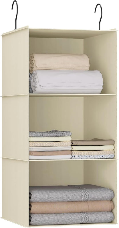 Hanging Closet Organizer and Storage 3-Shelf, Easy Mount Foldable Hanging