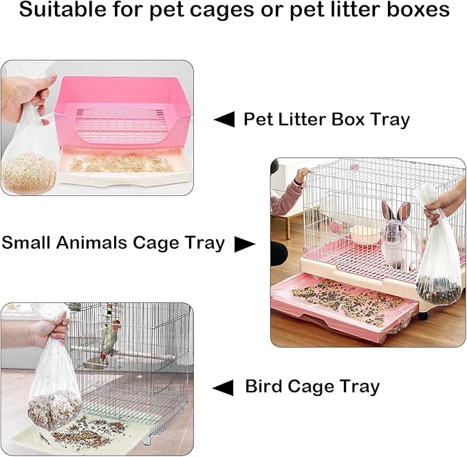 Small Animal Cage Liners Disposable, 50 PCS Large Rabbit Cage Tray Liner Pet Litter Pan Bags Plastic Film Cover for Guinea Pig Bunny Bird Chinchilla Hedgehog (Medium)