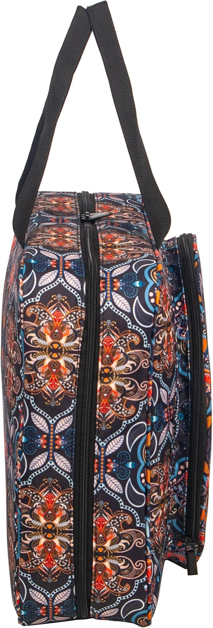 Portable Craft Kits Storage Bag Cross Stitch Starter Kits Embroidery Project Bag Embroidery Tool Storage Tote with Multifunctional Pockets, Bag Only (Colorful Pattern)