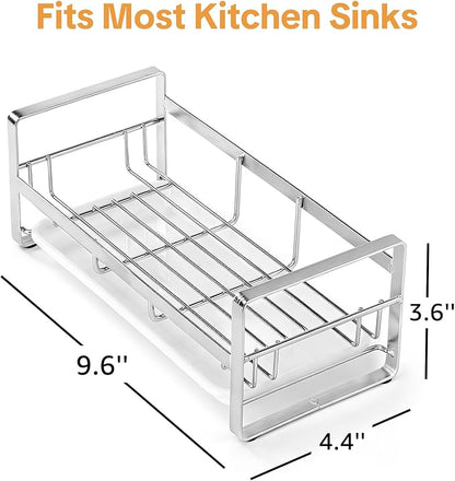 HULISEN Large Sponge Holder, 304 Stainless Steel Kitchen Soap Dispenser Caddy