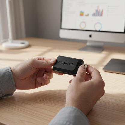 magicJack VOIP Phone Adapter - Unlimited Calls to US & Canada, No Monthly Bill, Portable Internet Phone with App, magicIN™ & magicOUT™ Service