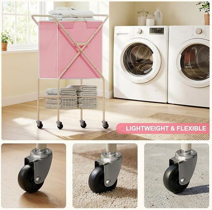 Convenient Laundry Basket with Wheels, Heavy Duty Dirty Clothes Laundry Hamper