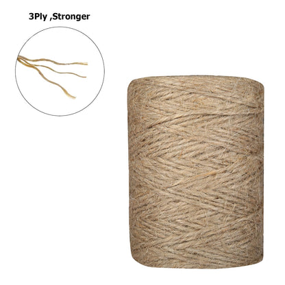 984 Feet Jute Twine String 2mm Handmade Natural Thin Twine for Crafts Gardening Garden Plant Gift Wrapping Art Decoration Packing Material Christmas Long Twine (3 ply)