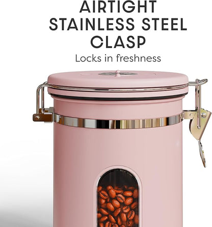 Veken Coffee Canister with Window, Easter Gifts Airtight Stainless Steel