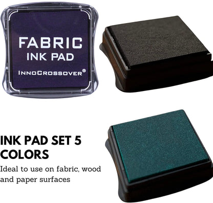 Stamp Pad, Fabric Ink Pad Stamps Set, 5 Colors Non-Toxic Pigment Ink Pad for Stamps, Rubber Stamps, Card Making Supplies, Wood, Fabric and Paper Surface. Stamps for Crafts (5 Pack)