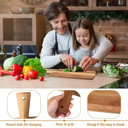 Zhehao 3 Pcs Acacia Wood Cutting Board Set with Handle for Charcuterie Cheese Chopping Serving Board Meat Bread Chopping Board Vegetables Fruit Kitchen Dining Room Decorative Wooden
