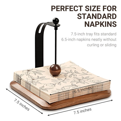 Modern Table Napkin Holder in Solid Black Walnut Wood, Large Decorative Design with Wind-Resistant Feature, Fits Standard 6.5" Napkins for Kitchen, Dining, or Outdoor Use