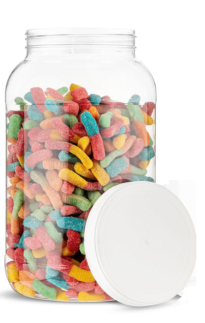 kitchentoolz 1 Gallon Plastic Jar with Airtight Lid – Wide Mouth Food Storage Container – Clear PET Canister – Made in USA
