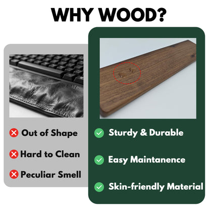 HAUSMODA Walnut Wooden Wrist Rest for Full Size Keyboard, Ergonomic Solid Wood Hand Rest with Non-Slip Base, Stain Resistant Palm Support for Typing & Gaming (17.3" L)