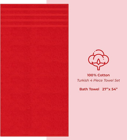 American Soft Linen Luxury 4 Piece Bath Towel Set, 600 GSM 100% Cotton Turkish