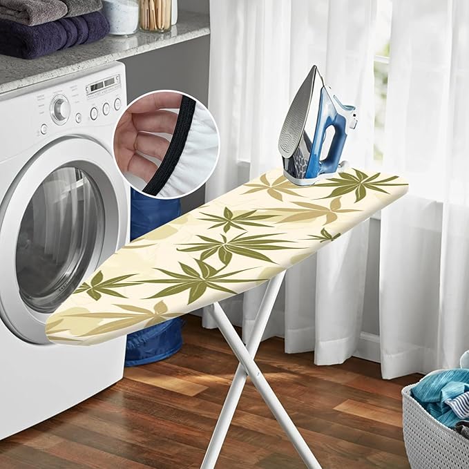 Nuxovilar Olive Green & Beige Leaf Pattern Ironing Board Cover, This Cover Fits