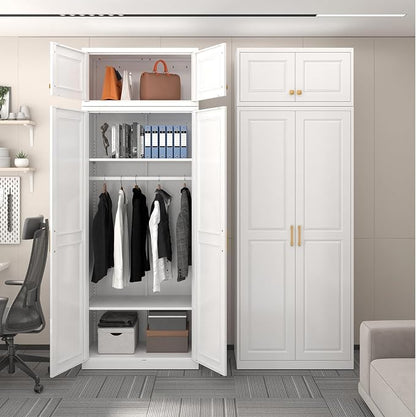 SteeLoong 15" Wall Storage Cabinet,White Bathroom Wall Mounted Cabinet,Metal Armoire Wardrobe Closet Storage Cabinets for Basement,Livingroom Home Office