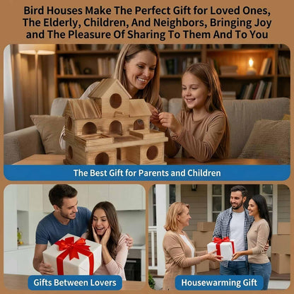 Zxweqr Bird Houses for Outside with External Feeder – Lightly Charred Hanging Birdhouse for Flocking & Nesting – Suitable for Finches, Bluebirds, Cardinals – Perfect for Garden, Patio, Backyard Decor
