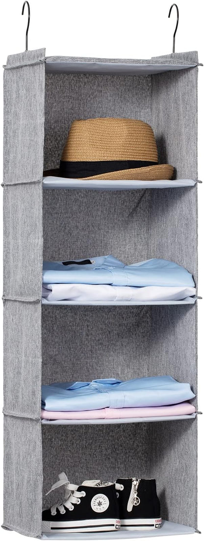 Hanging Closet Organizer, Easy Mount Collapsible 4-Shelf Camper Closet Wardrobe