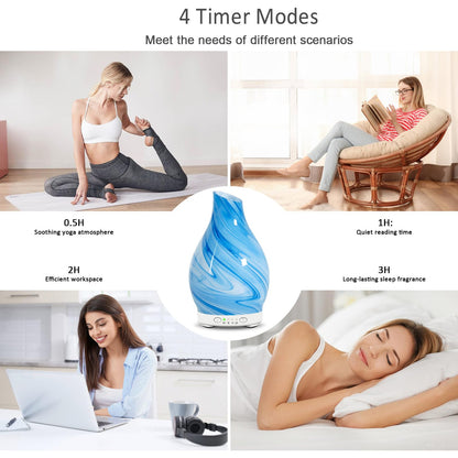 Essential Oil Diffuser 120ML Glass Ultrasonic Aromatherapy Oil Diffuser-Aroma Humidifier Glass Diffuser,7 Color Changing Light Waterless Auto-Off-Ultra-Quiet for Sleeping Yoga Home Office and Spa