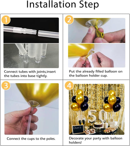 LOBUBT 10 Sets Balloon Stand Kits, Balloon Sticks Holder with Base for Table Centerpiece Graduation Birthday Baby Shower Party Decorations