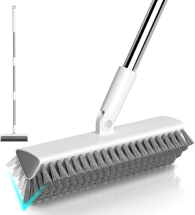 Grout Brush with Long Handle, Heavy-Duty Tile and Shower Floor Scrub Brush Stiff