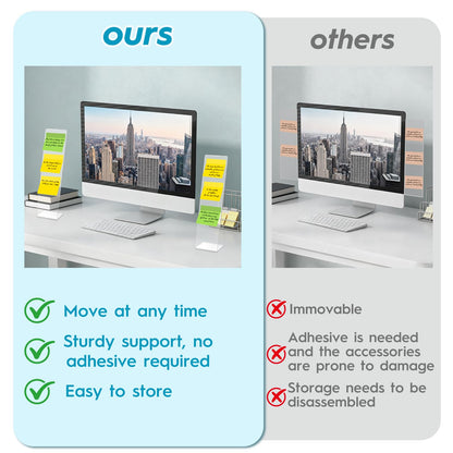 4 Pcs Multifunction Computer Monitor Memo Board, Clear Acrylic Monitor Sticky Note Holder for Office Home Desktop,Office Desk Accessories