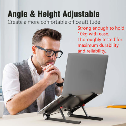 Adjustable Laptop Stand for Desk, Portable Notebook Riser Fits 12 13 14 15 16 17 18 Inch Gaming Laptops & All Computers, Reinforced Nylon+304 Stainless Steel+Silicone, Ergonomic Desktop Stand Holder