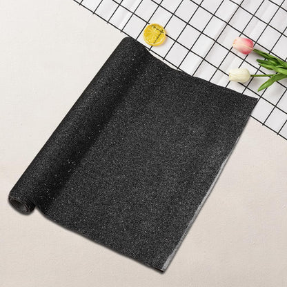 CALFOVERA 53.94×11.81 Inch Sparkle Glitter PU Leather Rolls Solid Fabric Sheets Shiny PU Leather Sheet Vinyl Material Leatherette Canvas for DIY Crafts Wedding Sewing Making Earrings (Black)