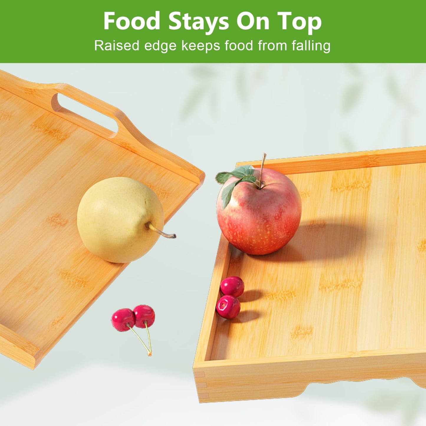 Youpehom Bed Tray Table with Folding Legs,Bamboo Breakfast in Bed for Kitchen Serving Tray,Sofa,Eating,Used As Laptop Desk Snack Tray (Bamboo, Medium)