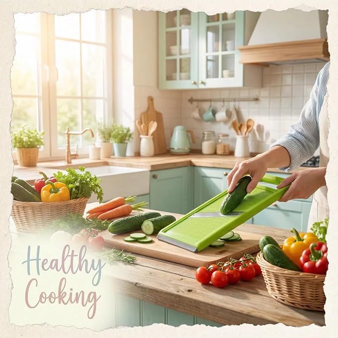 Handheld vegetable Slicer Potato Slicer: Suitable for Potatoes, Carrots, Zucchini, Cucumbers, Onions, Eggplants, Suitable for Making Potato Chips and Using Vegetable French (Green)
