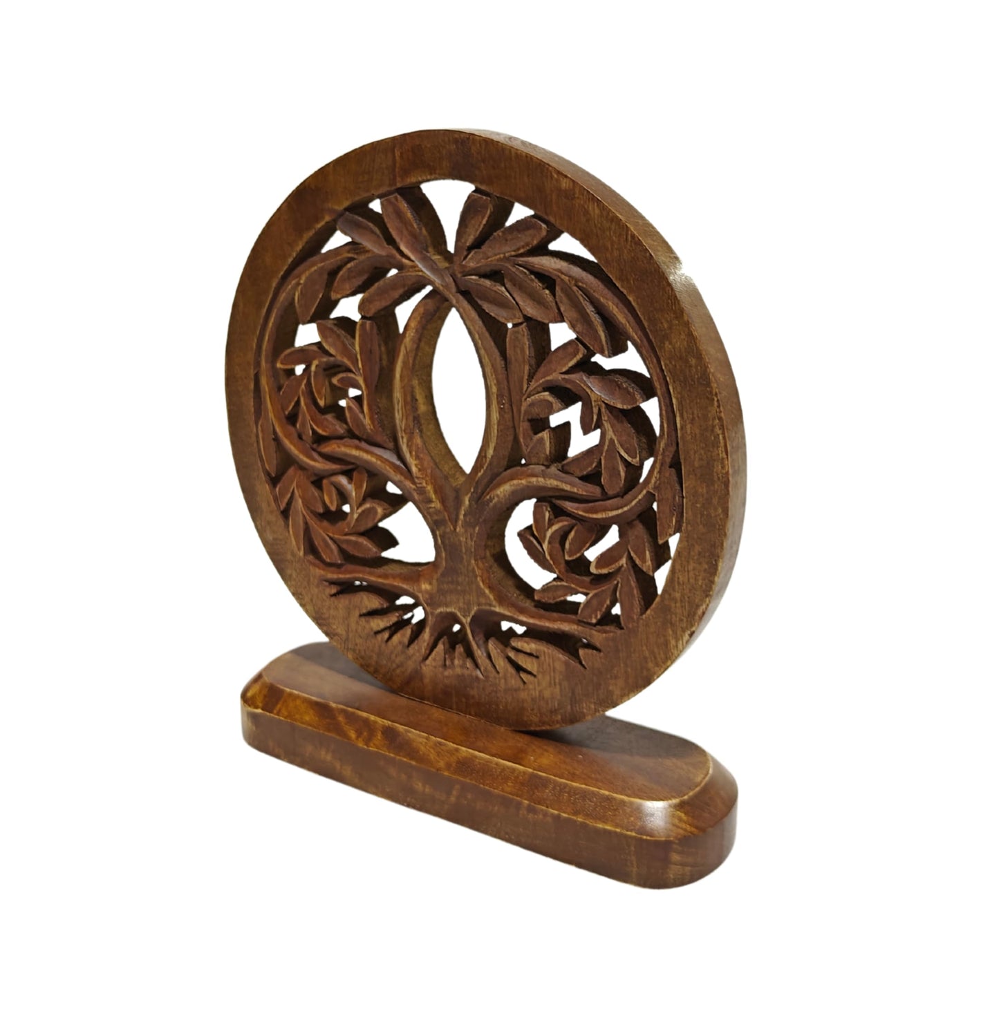 VANIYA CRAFTS® Wooden Carved Handmade Engraved Table Decor Tree Shape Table Sculpture Home Decor Statue for Living Room, Bedroom, Office Desktop, Cabinets