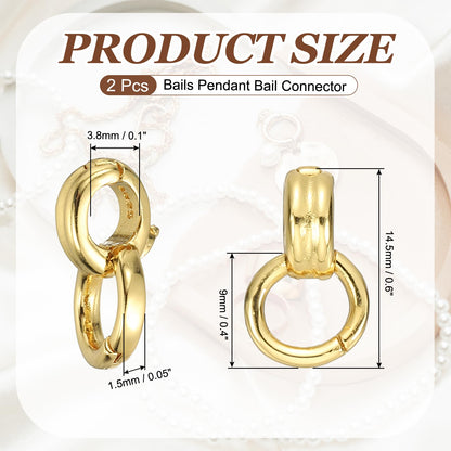PATIKIL 2 Pcs Bails for Jewelry Making, 14.5mm Pendant Bail Connector Double Bail Clasps for Bracelet Necklace Pendants Dangle Charm DIY Craft, Gold