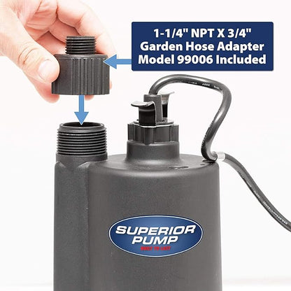 Superior Pump 91012 12 Volt Utility Pump with 20-Foot Cord, Black
