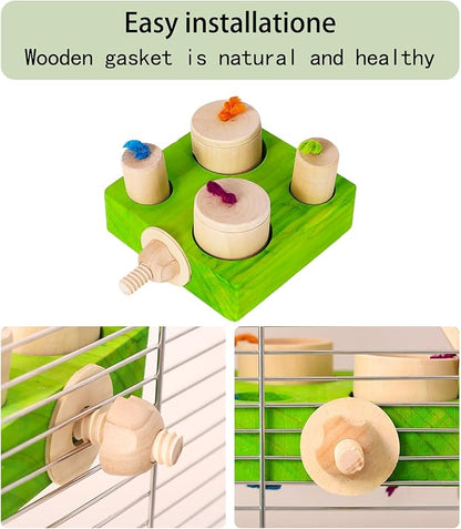 Birdie Puzzle Feeder - Interactive Foraging Toy for Parrots, Parakeets, Cockatiels, Conures | Mental Enrichment & Stimulation Game to Prevent Boredom (Green)
