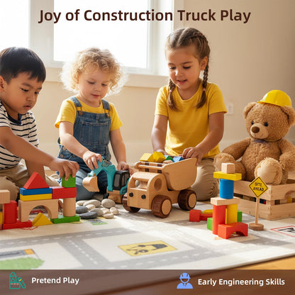 DadCarved Wooden Dump Truck and Spinning Tops