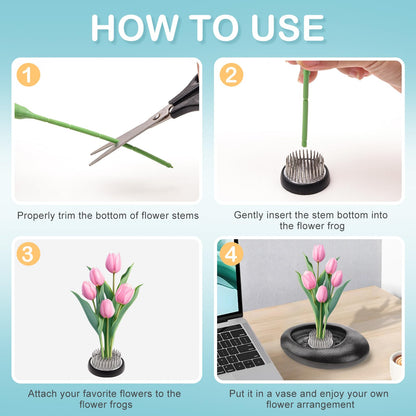 Folmywy Ikebana Flower Frog Vase Kit Japanese Flower Arrangement with 1.57 Inch Kenzan Ceramic Flower Stem Holder Black Round Frog Bowl for Table Centerpieces DIY Art Supplies (5.51x4.13in)