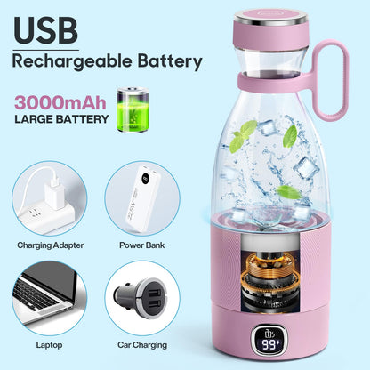 MIAOKE Portable Blender,Fashion Portable Blender for Shakes and Smoothies 11.8 Oz,Magnetic USB Fast Charging Mini Mixer Bottle,Take It for Traveling, Outdoor, Gym, Office, Cars, Gift -PK