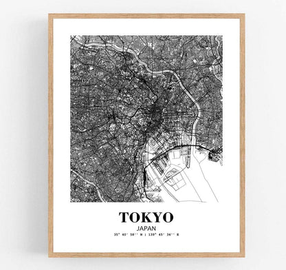Eleville 8X10 Unframed Tokyo Japan City View Abstract Road Modern Map Art Print Poster Wall Office Home Decor Minimalist Line Art Hometown Housewarming wgn517